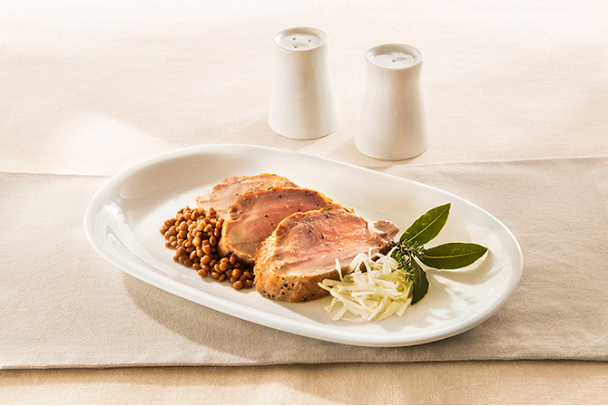 Marinated pork fillet with lentils and cabbage Marinated pork fillet with lentils and cabbage